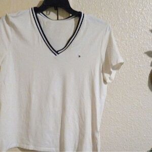 Elegant White V-Neck Women's Tee